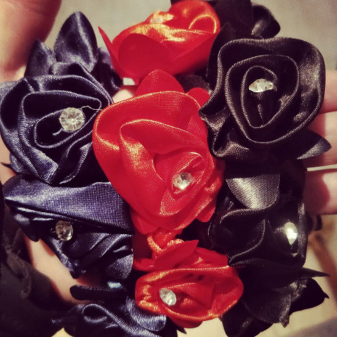 Rose & Diamante Hair Scrunchies